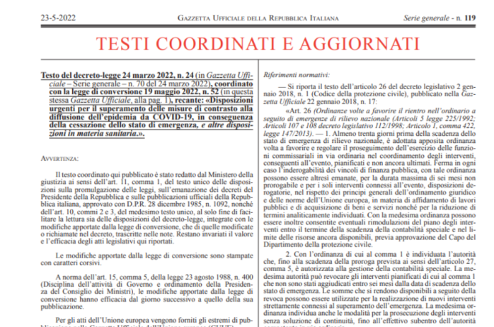 Legge n. 52/2022: COVID-19 e smart working - proroga delle misure