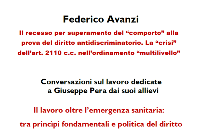 Il recesso per superamento del comporto alla prova del diritto antidiscriminatorio. La crisi dell'art. 2110 c.c. nell'ordinamento 