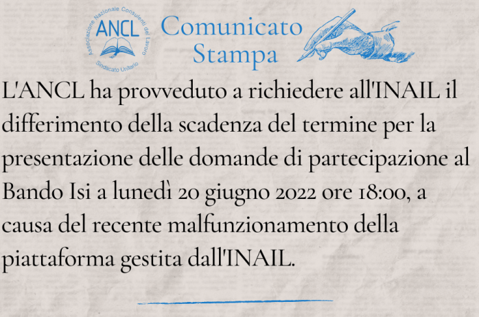 Impossibile presentare le domande per il Bando Isi: l'ANCL richiede il differimento del termine