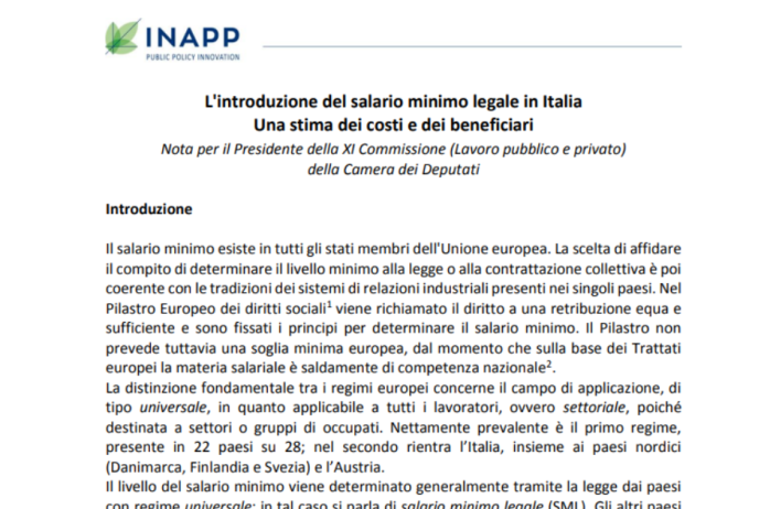 L'introduzione del salario minimo legale in Italia: una stima dei costi e dei beneficiari