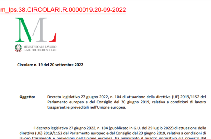 Circolare MLPS: chiarimenti sul Decreto Trasparenza 