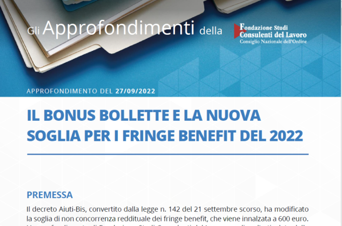 Welfare aziendale: le novità del decreto Aiuti-Bis