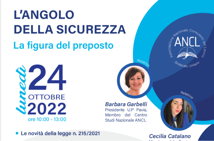 L'angolo della sicurezza slides e registrazione del secondo incontro - 24 ottobre 2022