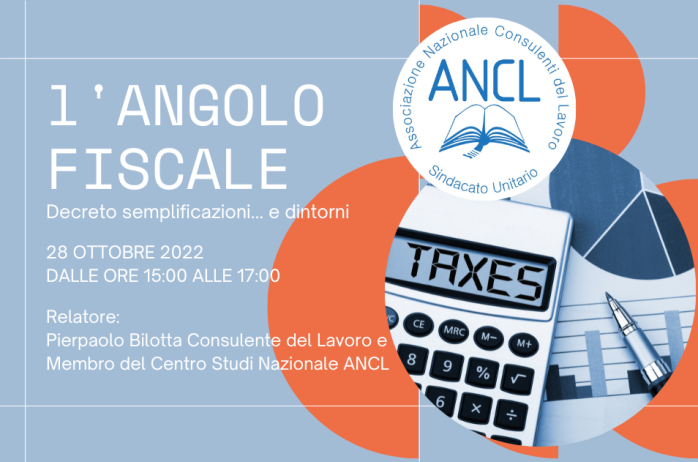 L'ANGOLO FISCALE - Registrazione del primo appuntamento - 28/10/2022