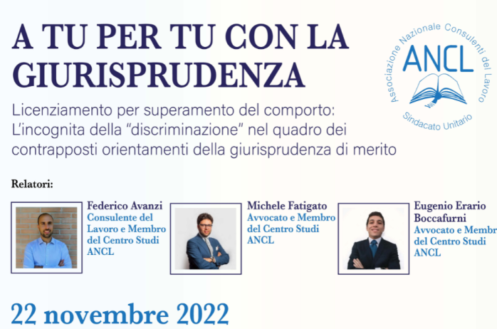 Corso ANCL: A tu per tu con la Giurisprudenza - secondo incontro 22 novembre 2022 - Slides e registrazione del webinar