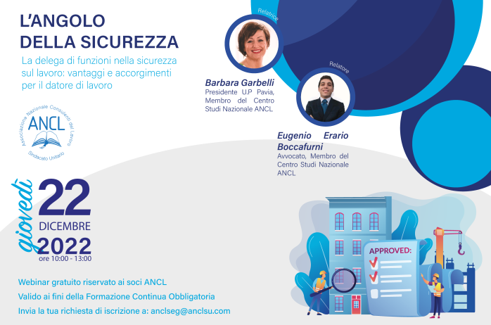 L'angolo della sicurezza - disponibile la registrazione del webinar che si è tenuto giovedì 22 dicembre 2022 