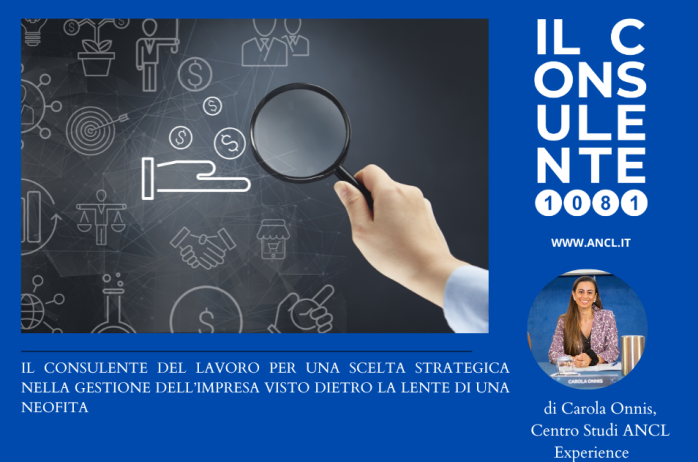 Il consulente del lavoro per una scelta strategica nella gestione dell'impresa visto dietro la lente di una neofita 