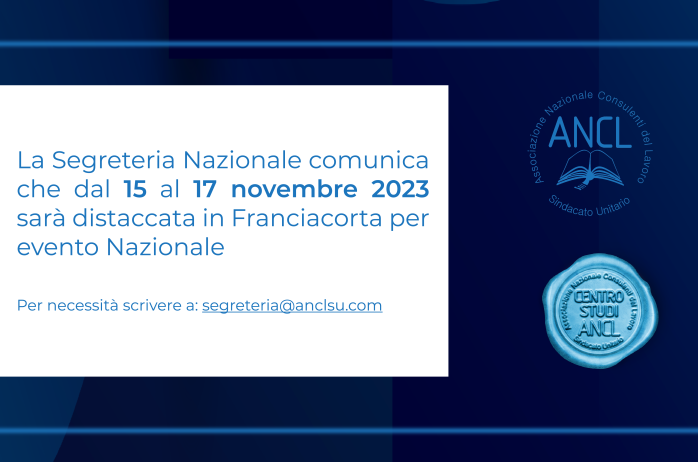 Distacco Segreteria Nazionale 16 e 17 novembre 2023  - evento Nazionale