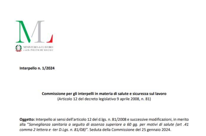 Min. Lavoro: Obbligo di sorveglianza sanitaria in caso di assenza per malattia