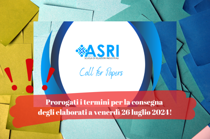 ASRI: Call for Papers - prorogati i termini per l'invio degli elaborati