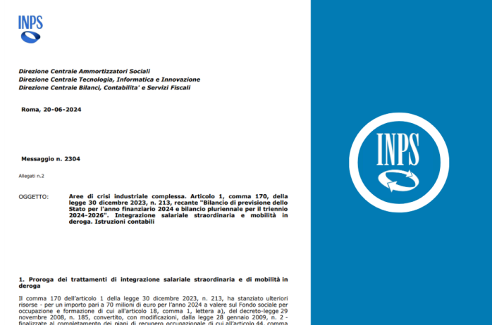 Mess. INPS: stanziate ulteriori risorse per le aree di crisi industriale complessa