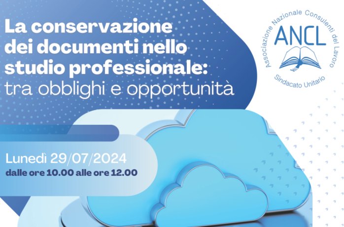 Disponibili le slides e la registrazione - La conservazione dei documenti nello studio professionale: tra obblighi e opportunità