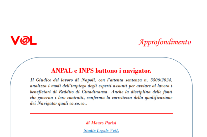 ANPAL e INPS battono i navigator