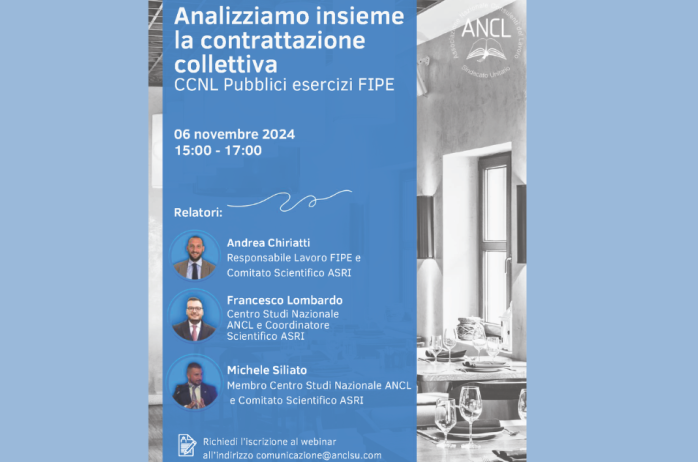 Disponibile la registrazione e le slides 'Analizziamo insieme la contrattazione collettiva - CCNL Pubblici esercizi FIPE' - 06/11/2024