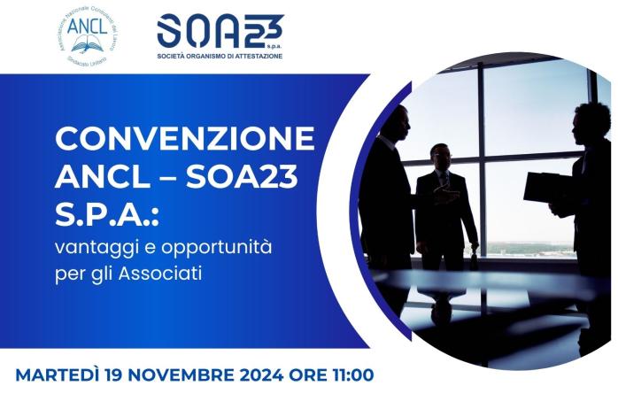 Disponibili le slides e la registrazione - webinar ANCL/SOA23 S.p.A.- Vantaggi e opportunità per gli iscritti ANCL 