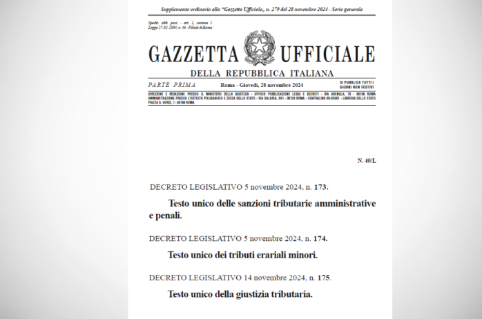 Pubblicati in gazzetta ufficiale i Testi Unici su sanzioni tributarie, tributi erariali e giustizia tributaria 