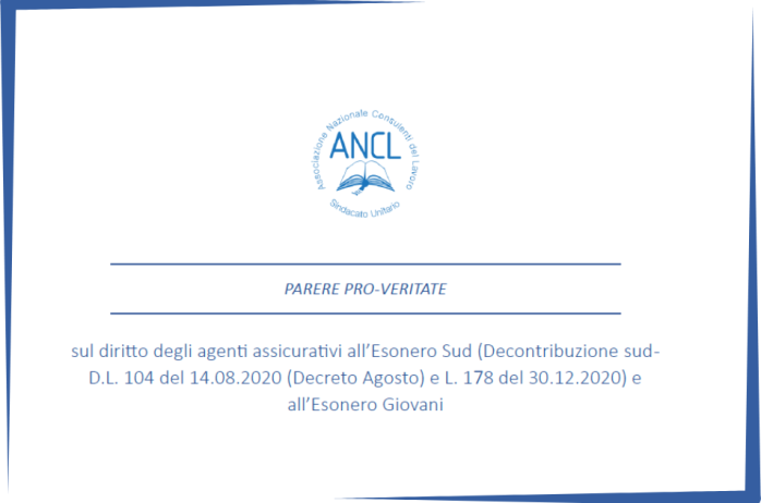 Parere Pro Veritate - Decontribuzione Sud ed esonero agenzie assicurative 