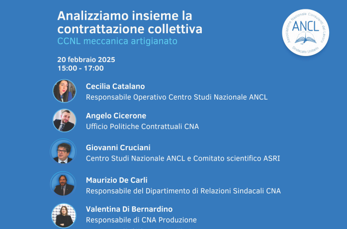 Disponibili le slides e la registrazione - Analizziamo insieme la contrattazione collettiva, CCNL meccanica artigianato - 20/02/2025