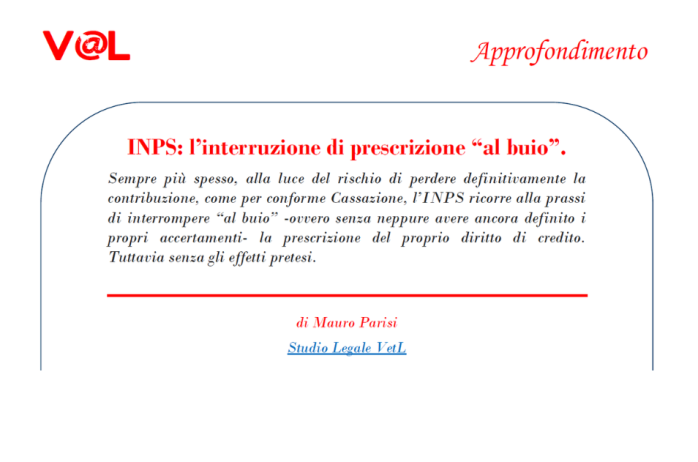 INPS: L' interruzione della prescrizione 'al buio'